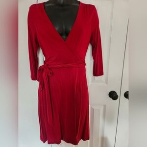 Banana Republic Vibrant Red Long Sleeve Dress